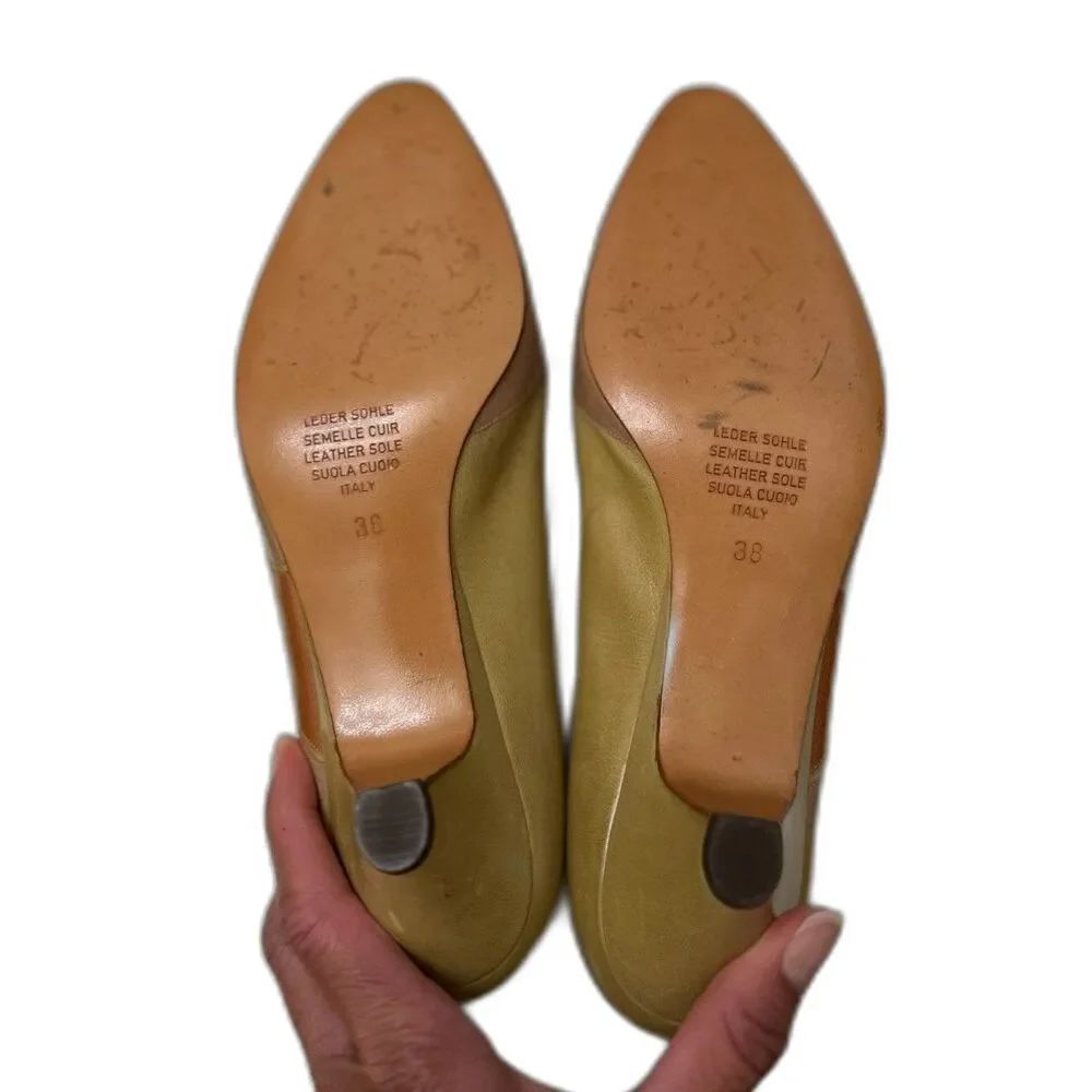 Vintage BALLY Low Cone Heel Multicolor Closed Toe Patchwork Leather Pumps - Picture 6 of 8